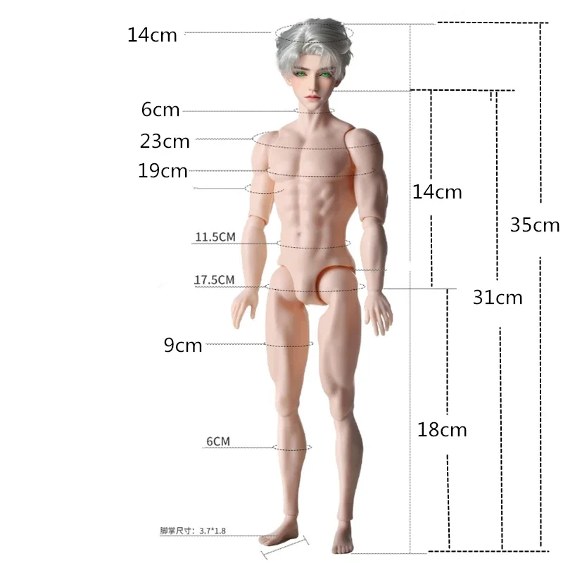 31cm 1/6 Scale BJD Male Body Tan Skin Strong Humanoid Doll with Accessories Collectible Mannequin Model Gift for Toy Collectors