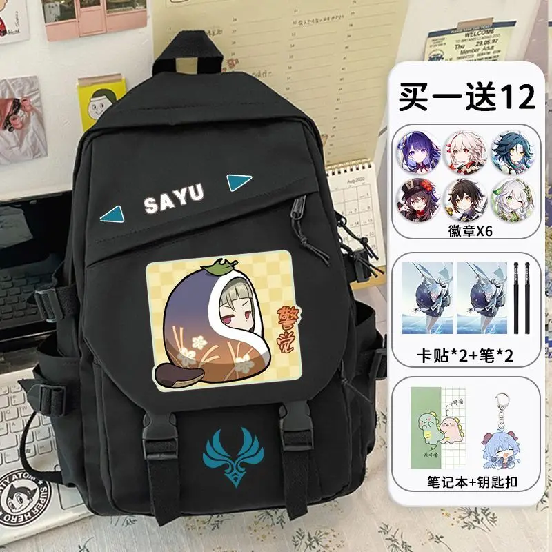 حقيبة ظهر Genshin Impact Yae Miko Anime أوائل الصيف من الدرجة الثالثة إلى السادسة لطلاب المدارس الثانوية بسيطة ذات سعة كبيرة مزدوجة