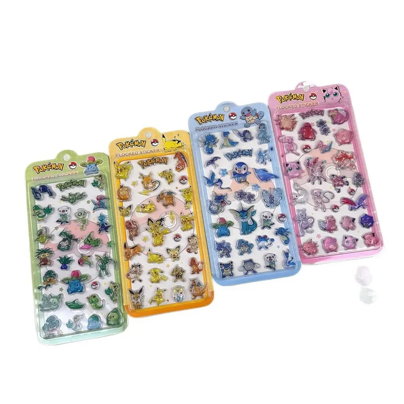 

40 шт. 3D-наклейки с персонажами Чармандером, Мьютой и Пикачу, кристальные мультяшные стикеры для украшения детских мобильных телефонов, детские подарки