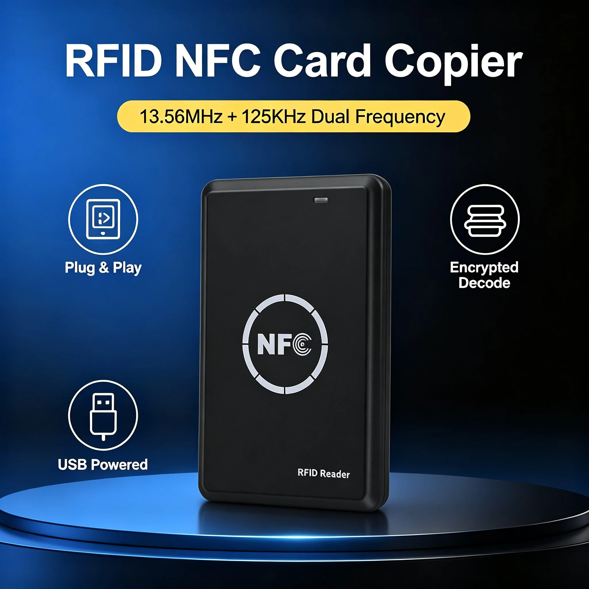 NFC Reader IC ID Access Card Duplicator RFID Copier Writer 125KHz 13.56MHz Elevator Key Fob Key Cutting Machine Access Control