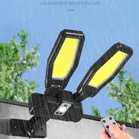 Solar Outdoor Induction LED Double-headed Street Lamp Home Waterproof Lighting Wall Lamp Outdoor Garden Lamp with Remote Control