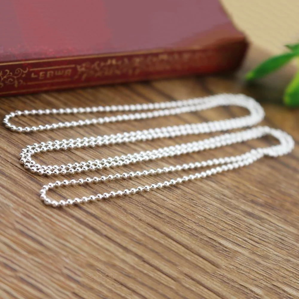 5pcs 1.5mm Silver Plated Ball Beads Chain Necklace Bead Connector 65cm(25.5 inch)  (Z1-04)
