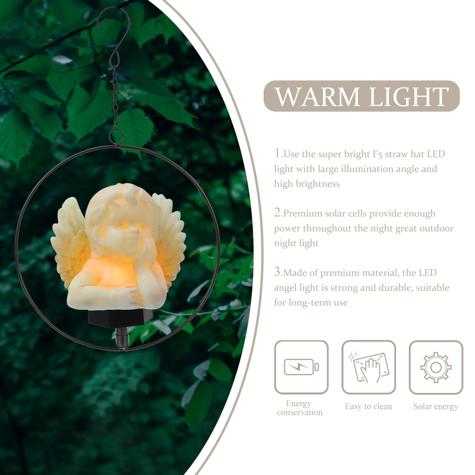 

Garden Hanging Solar Powered Angel Light Waterproof Outdoor LED Lamp Lawn Christmas Tree Decorative Light Lamp Adornment