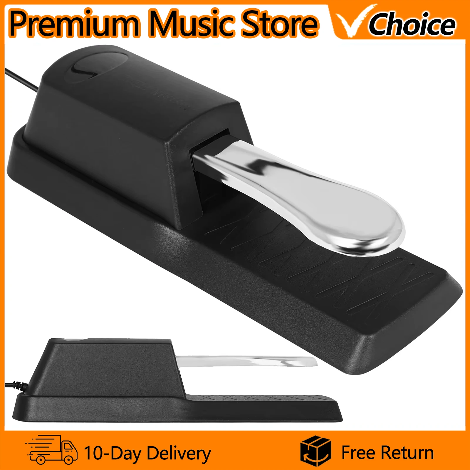 IRIN Sustain-Pedal mit Polaritätsschalter für MIDI-Keyboard, Synthesizer, Digitalpiano, E-Piano, Schlagzeug, Musikinstrument-Zubehör