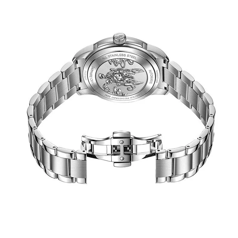 ساعات رجالية ميكانيكية أوتوماتيكية من Fiyta، ساعات عمل مزدوجة التقويم مقاومة للماء من زجاج الياقوت للرجال