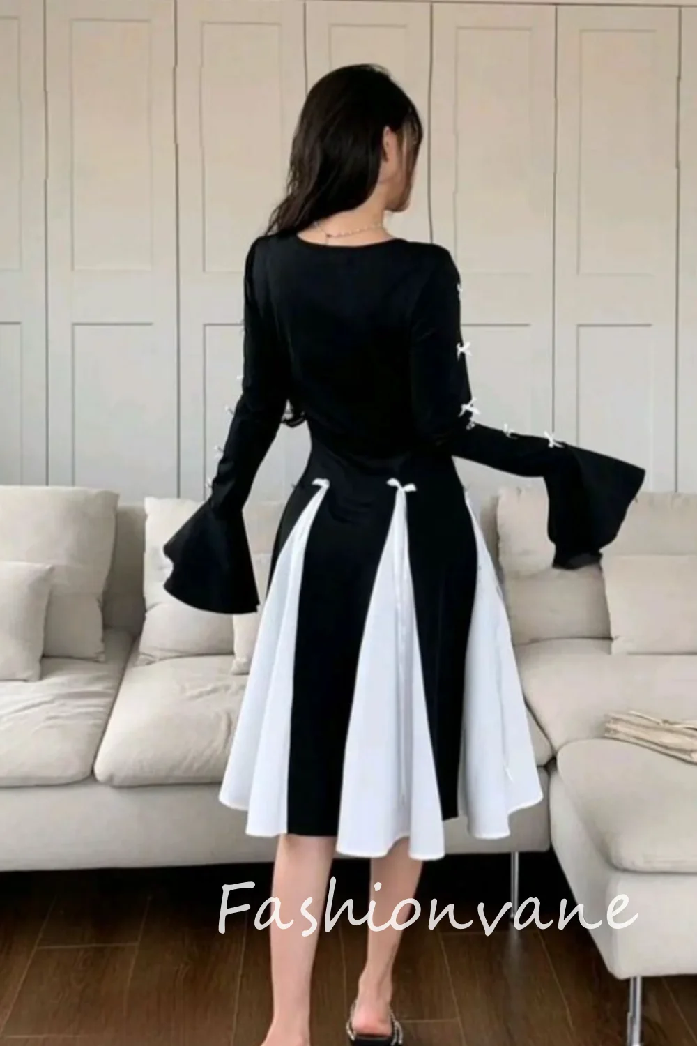 Fashionvane 2024 personalizado Arabia Saudita mujeres A-Line cuello redondo manga larga vestido de graduación té longitud vestido de fiesta de noche