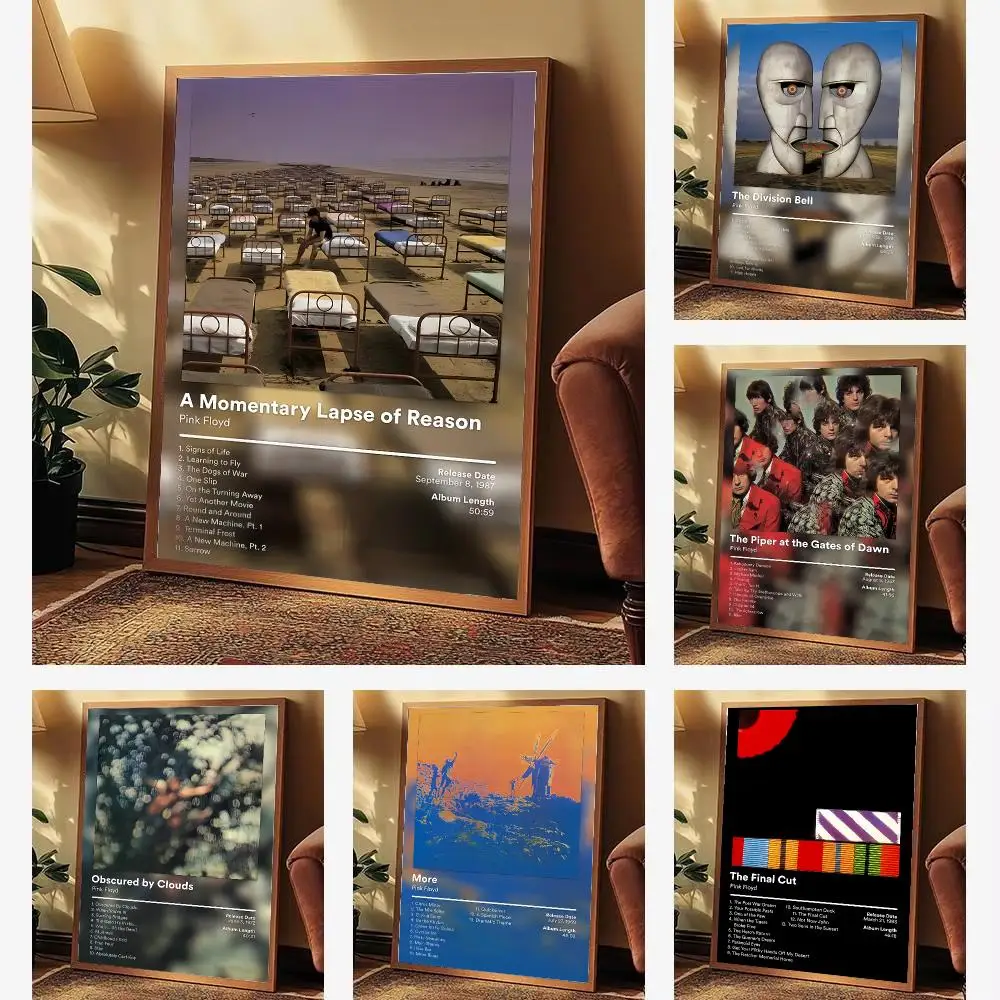 Band P-Pink Floyd Poster Aesthetic Wall Art Print for Living Room Bedroom Study Office Café Home Decor Stylish Gift