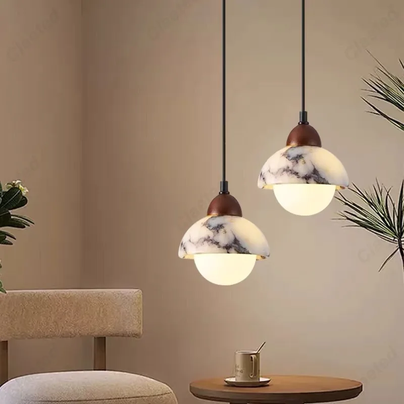 

European Simple LED New Marble Chandelier Living Room Dining Room Bedroom Bedside Decorative Lighting