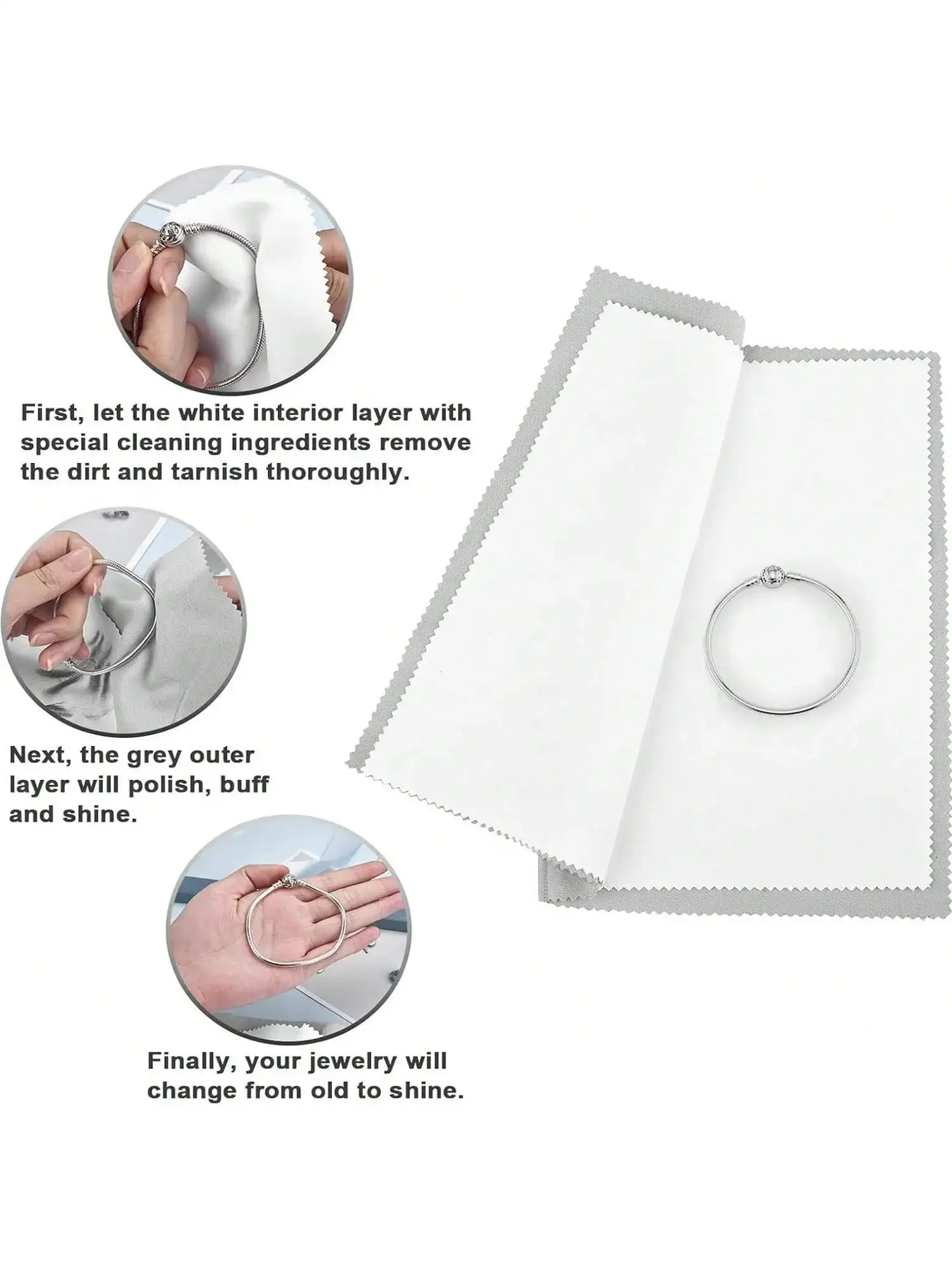 Multi-Layer Jewelry Polishing Cleaning Cloth Large 9.48X6.3In  For Sterling Silver Gold Diamond Platinum Precious Stones Coins
