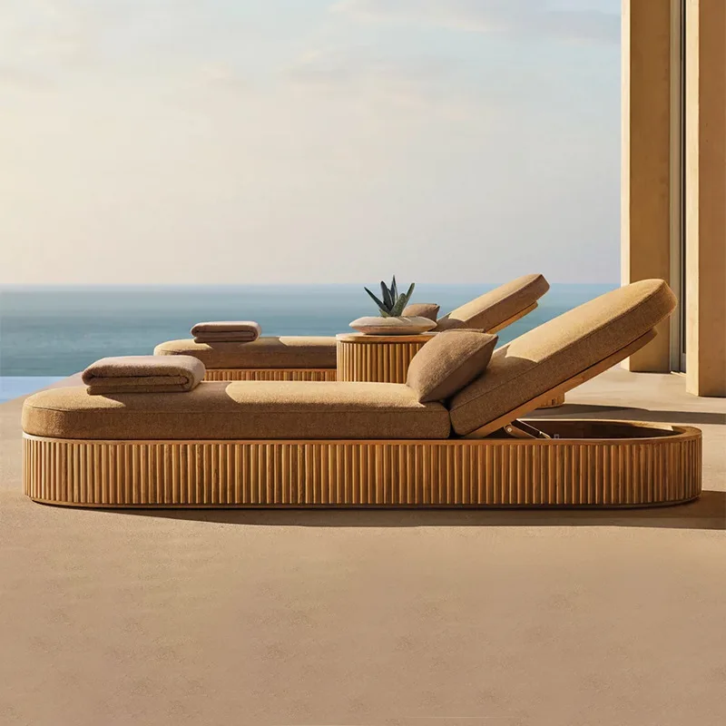 Factory Direct 2026 Cross-border outdoor teak sofa villa courtyard outdoor sofa waterproof and sunscreen hotel open-air outdoor