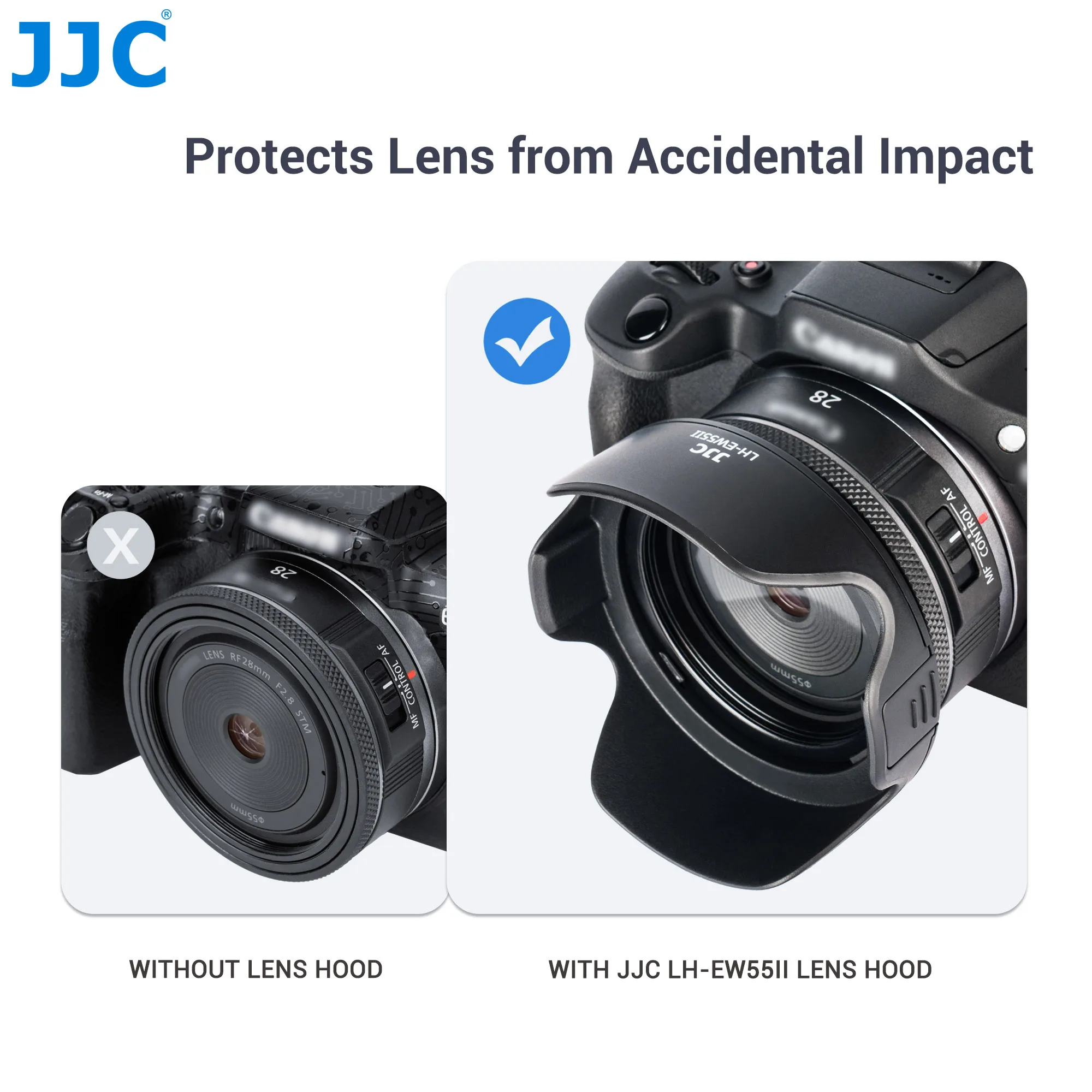 JJC Lens Hood Protector For Canon RF 28mm f/2.8 STM Lens  Camera Lens Accessories Replace Canon EW-55