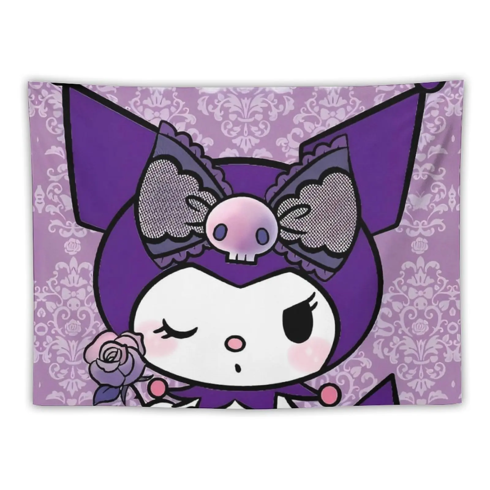 

Kawaii Kuromi Japanese Wall Tapestry To Hang Cartoon Print Art Tapestries Living Room Bedroom Background Cloth Wall Decoration