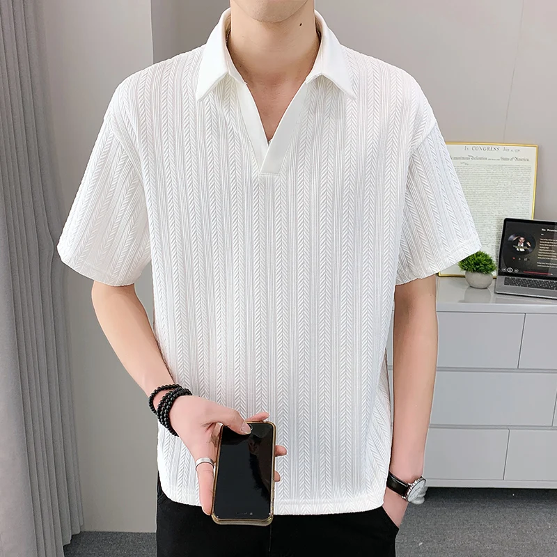 

Breathable Coolness Mens Polo Shirt Short Sleeved Solid Striped Summer Quality Soft Comfortable Casual Fashion Camisas De Hombre