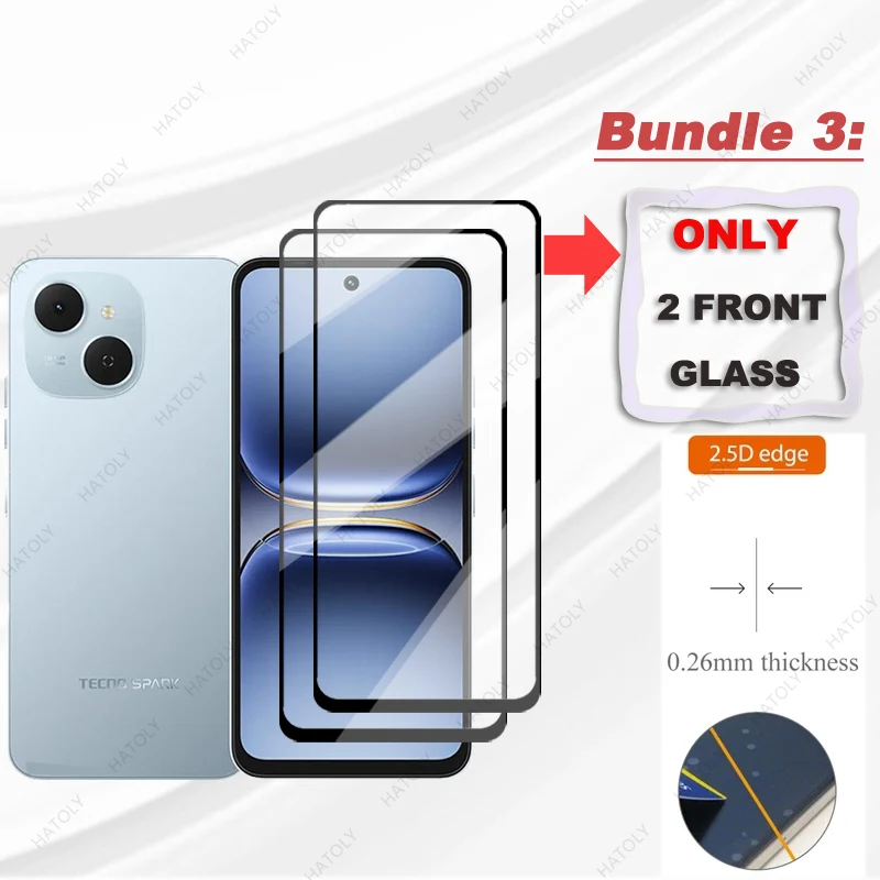 

For Tecno Spark 40C Glass Screen Protector For Tecno Spark 40C Tempered Glass Black Edge Protective Film Camera Lens Protector