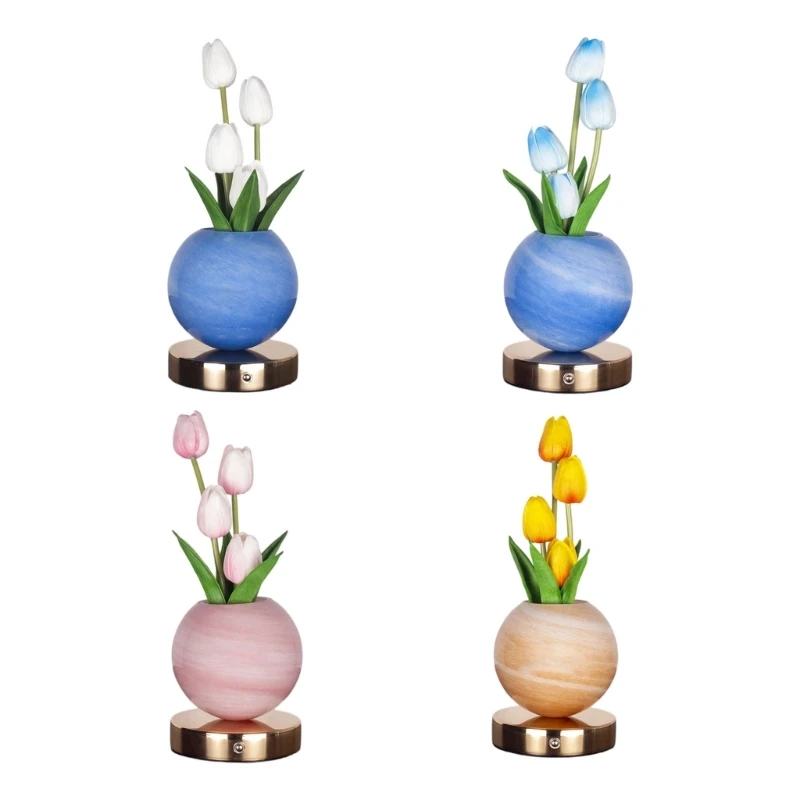 Charm Flower Lamp Comfortable Reading Lamp Ornate Flower Figure Table Light