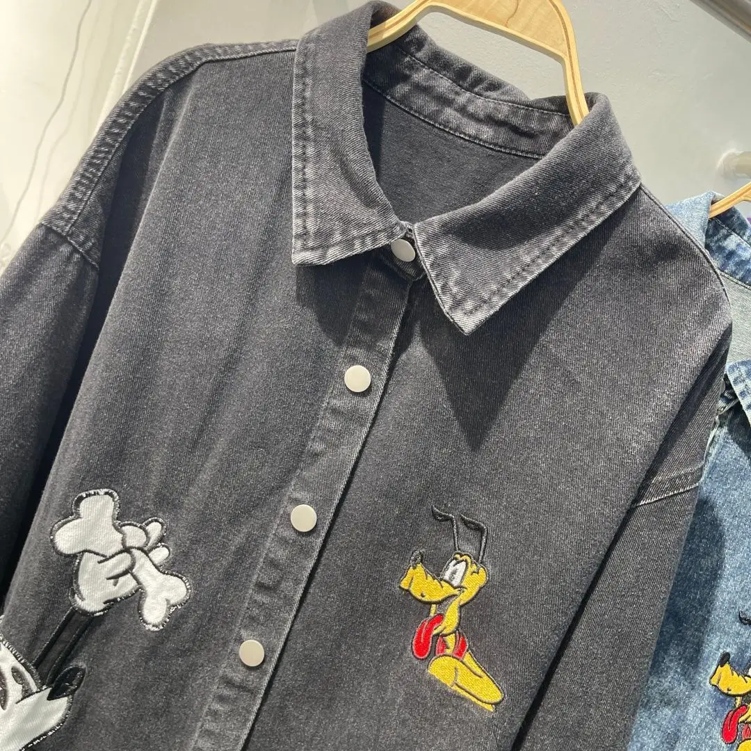 Foreign trade European and American fashion brand embroidery printed cartoon denim jacket