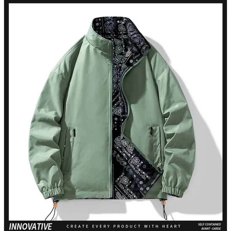 Gorasion New Double Sided Jackets Spring Autumn Men's Fashion Plaid Casual Large Size Jacket Stand Collar Top Men Clothing