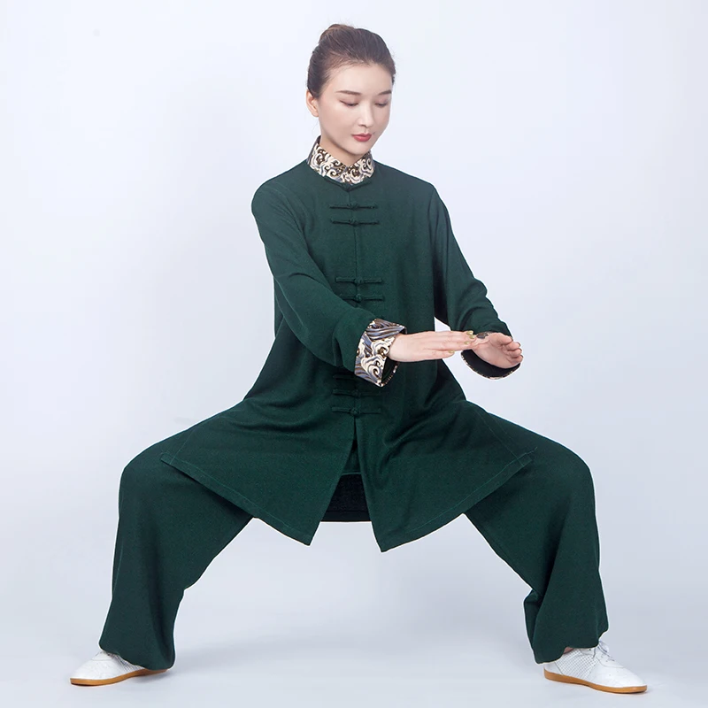 

Костюм Tai Ji Женский бархатный длинный костюм для тренировок Tai Chi Мужская Утепленная одежда для осени и зимы