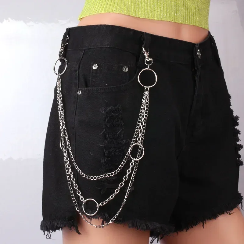 

Punk Rock Layered Chain Belts Metal Keychains for Men Women Waist Key Wallet Jeans Hip-hop Pants Belt Chains Clothes Accessories