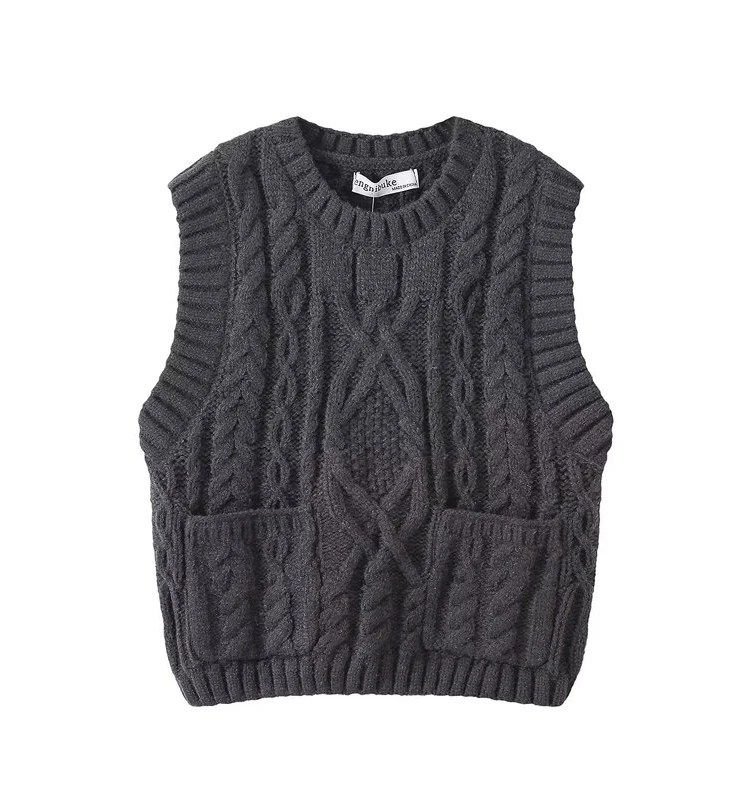 

2023 Autumn New Women's Slim Fit round Ne Svel Knitted Vest Versatile ort Length Commute Sle 00% Other Material