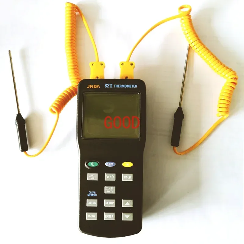 Handheld thermocouple data logger, two channel electronic digital thermometer temperature recorder with RS232/USB communication
