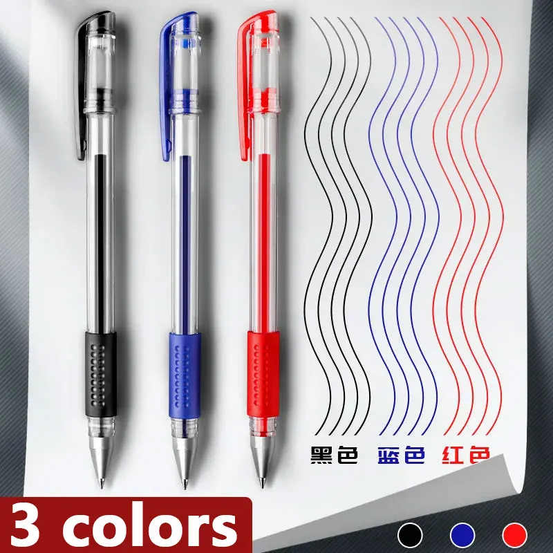 Ensemble de stylos gel pour étudiants, stylo à bille, encre noire bleue et rouge, stylo Kawaii, fournitures scolaires et de bureau, papeterie,