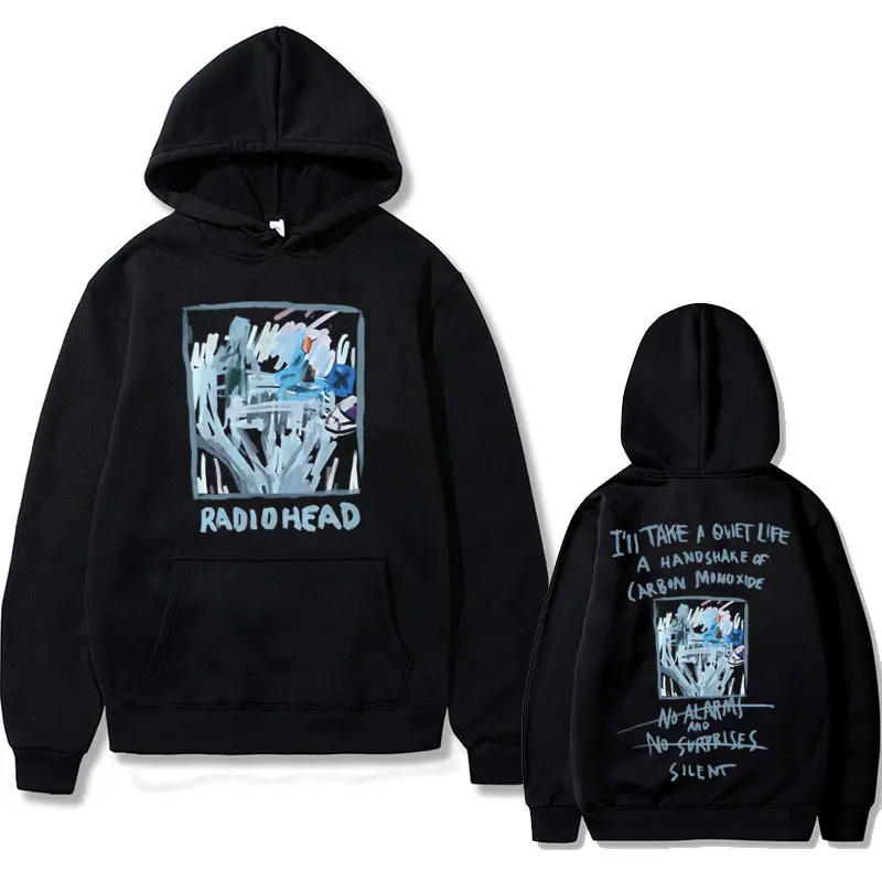 

British Rock Band Radiohead No Suprises Lyrics OK Computer Album Graphic Print Hoodie Men's Vintage Oversized Gothic Sweatshirts