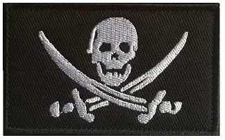 Viking Pirates Flag Embroidery Hook Loop Patch Jolly Roger Morale Emblem Blackjack Sign Skull with Cross Blades Tactical Badge