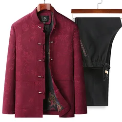 Autumn Winter Traditional Chinese Style Tang Suit Embroidery Buckle Coat Male Kung Fu Tai Chi Master Clothes Men's Vintage Hanfu