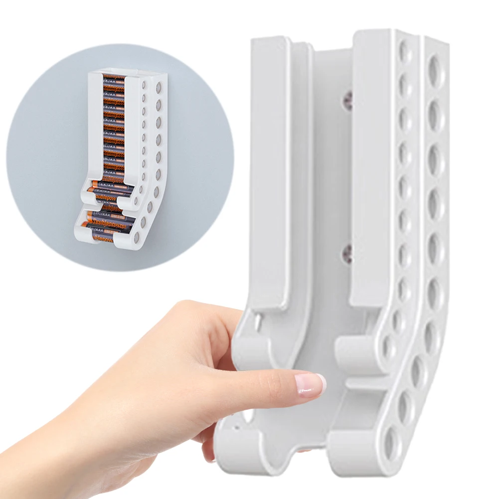 Battery Storage Organizer Wall Mounted AA & AAA for COMBO Small Battery Keeper Battery Container for 10 AAA & 10 AA Batteries