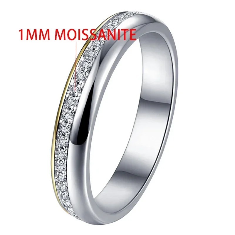 TFGLBU Trendy 100% All Moissanite Couple S925 Sterling Sliver Ring for Women Diamond Wedding Proposal Engagement Band Jewelry