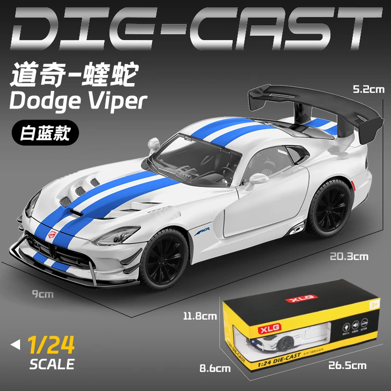 

Limited editio 1:24 Simulation Dodge Viper alloy model car with sound&light boys' toy gift sports car collectible ornaments