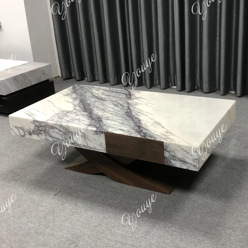 

Natural marble coffee table TV cabinet can be combined with extremely simple modern furniture light luxury stone tea table