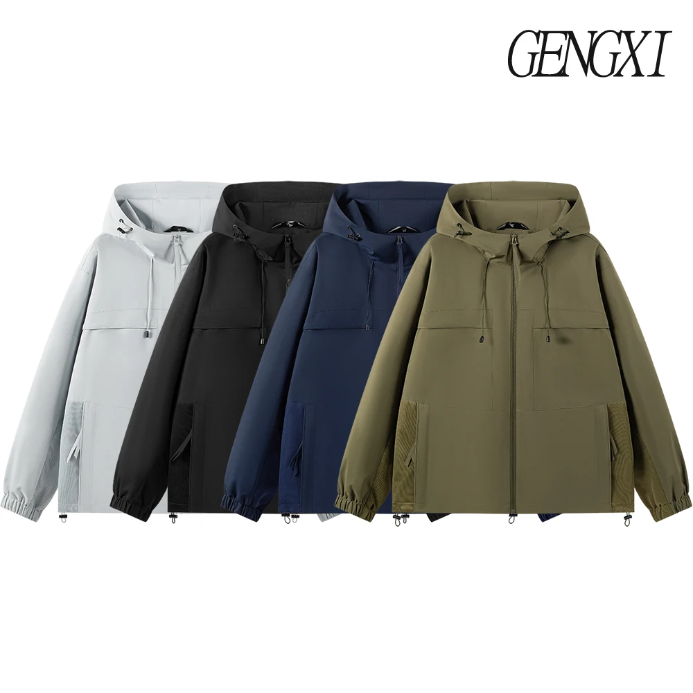 

Outdoor Sports Patchwork Design Workwear Trench Jacket Autumn/Winter Multi-Scene Windproof Waterproof Hooded Jacket Men's Wear