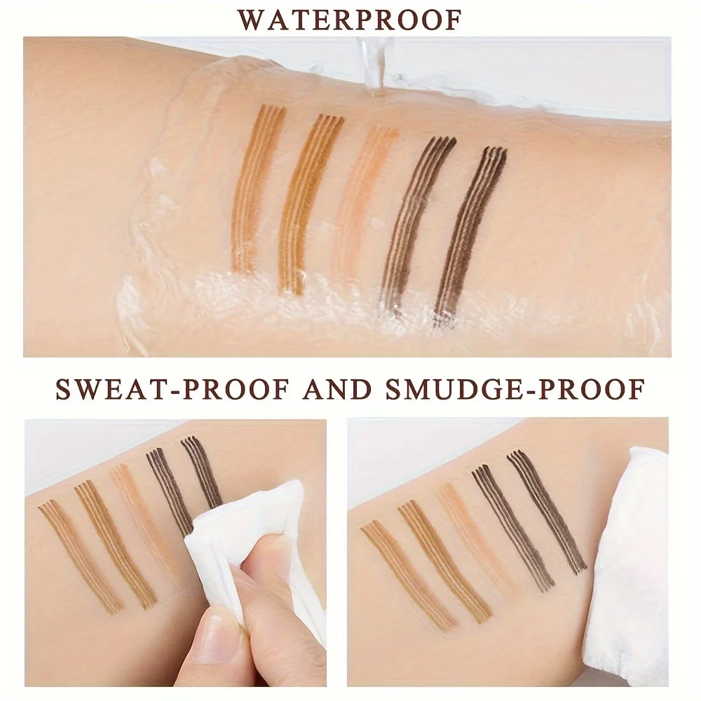 5pcs Four-Pronged Waterproof Sweatproof Long-Lasting Non-Smudging Eyebrow Pencil Makeup Kit for Perfect Brows