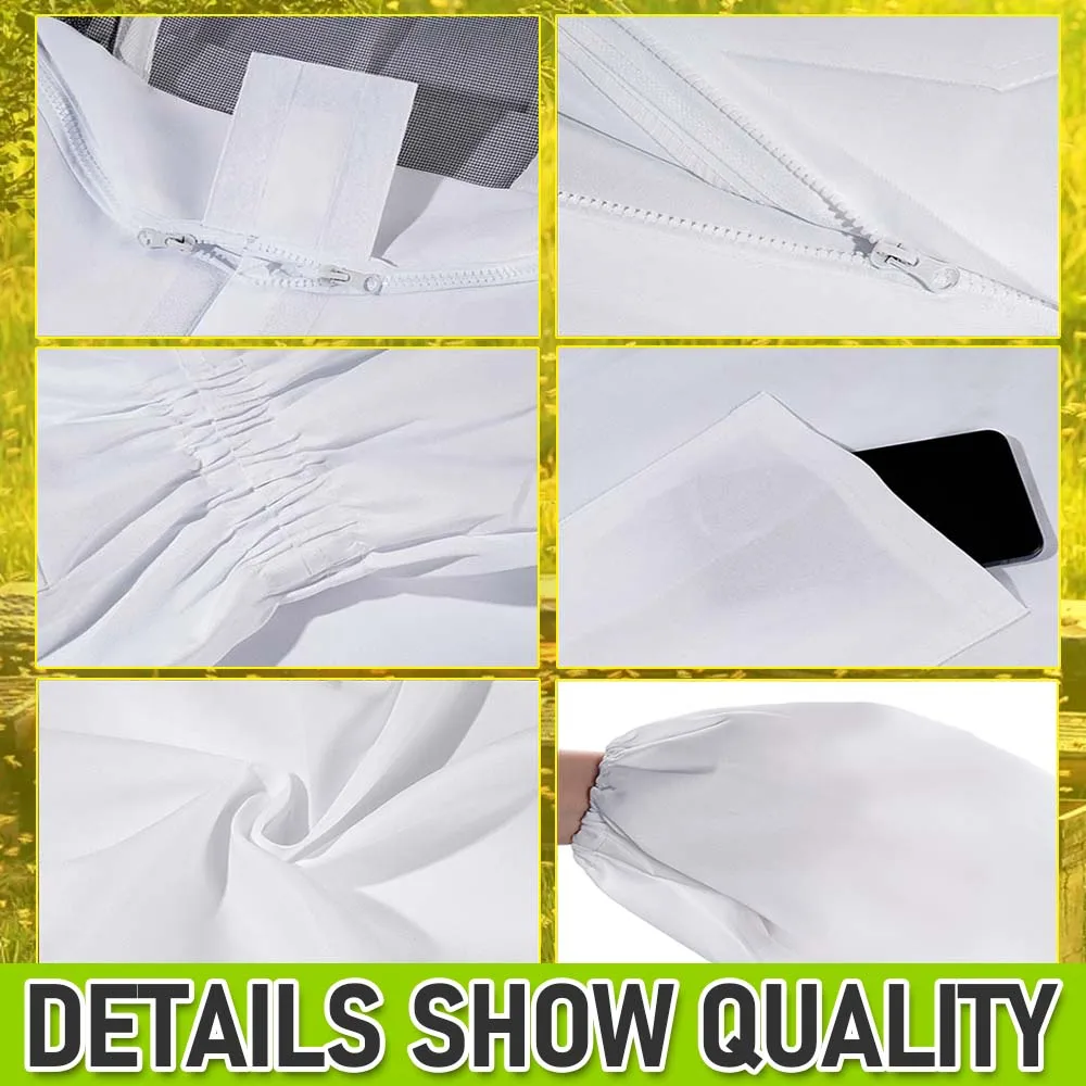 Professional Full Body Beekeeping Suit with Safety Veil & Gloves, Breathable Anti-StingBeekeeper Protective Clothing Unisex view 5