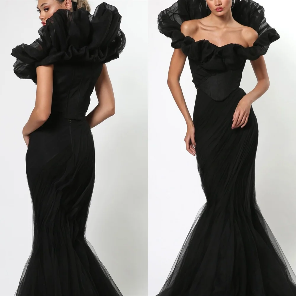 

Customized Mermaid High Quality Black Evening Dresses Classic Off the Shoulder Homecoming Dresses Elegant Special Occasion Gowns