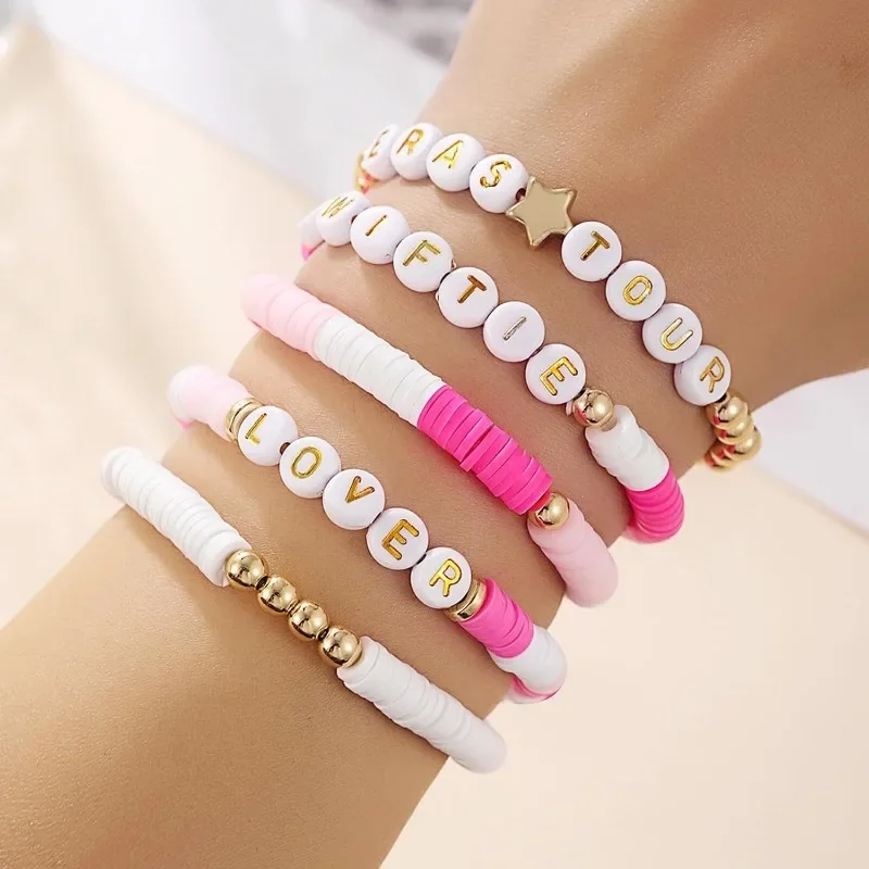 

5PC Friendship Bracelets for the Eras Music Lovers Fearless Reputation Friendship Hershi Surfer Summer Bracelets for Women Girls