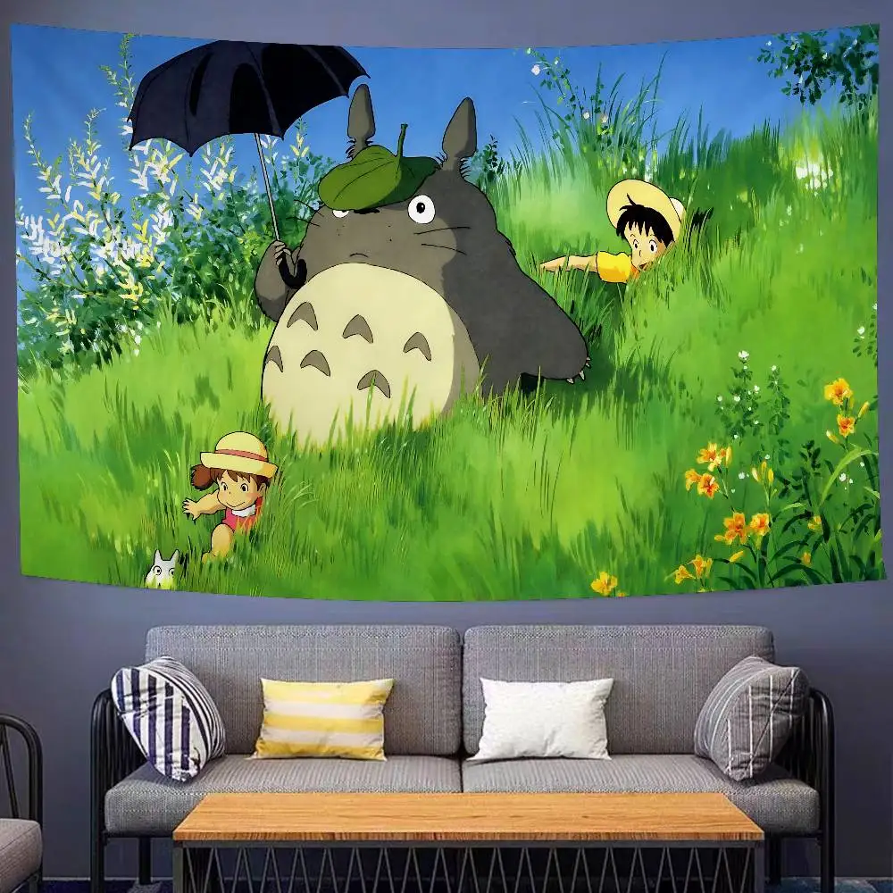 Classic T-Totoro Cartoon Cute Anime Tapestry Hippie Flower Wall Carpets Dorm Decor Wall Hanging Home Decor