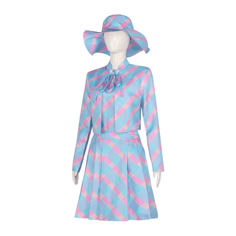 

Костюм принцессы Марго Робби из фильма, синяя клетчатая юбка, платье для взрослых, вечерние, повседневная одежда, униформа, карнавалы на Хэллоуин; 3'v, 6,h; 8