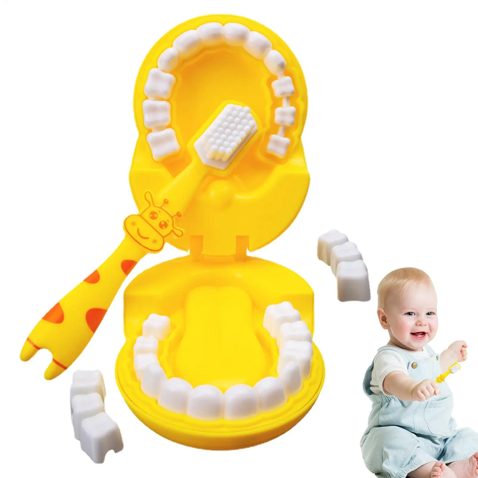 

Brushing Teeth Toy Simple Giraffe Brushing Teaching Teeth Model Hygienic Habit Cultivation Role Play Game For Children