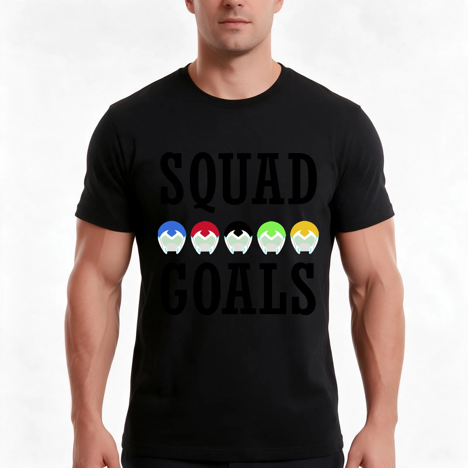 Voltron Inspired Squad Goals T-Shirt, Summer Casual Cotton Tee, Oversized Streetwear Tops, Vintage Graphic Print, 100% Cotton