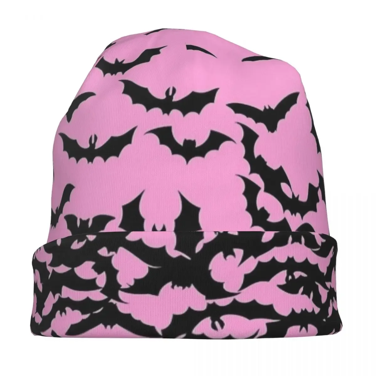 Pink Bat Halloween Goth Bonnet Hat Cool Outdoor Skullies Beanies Hats for Men Women Knitting Hats Warm Multifunction Caps