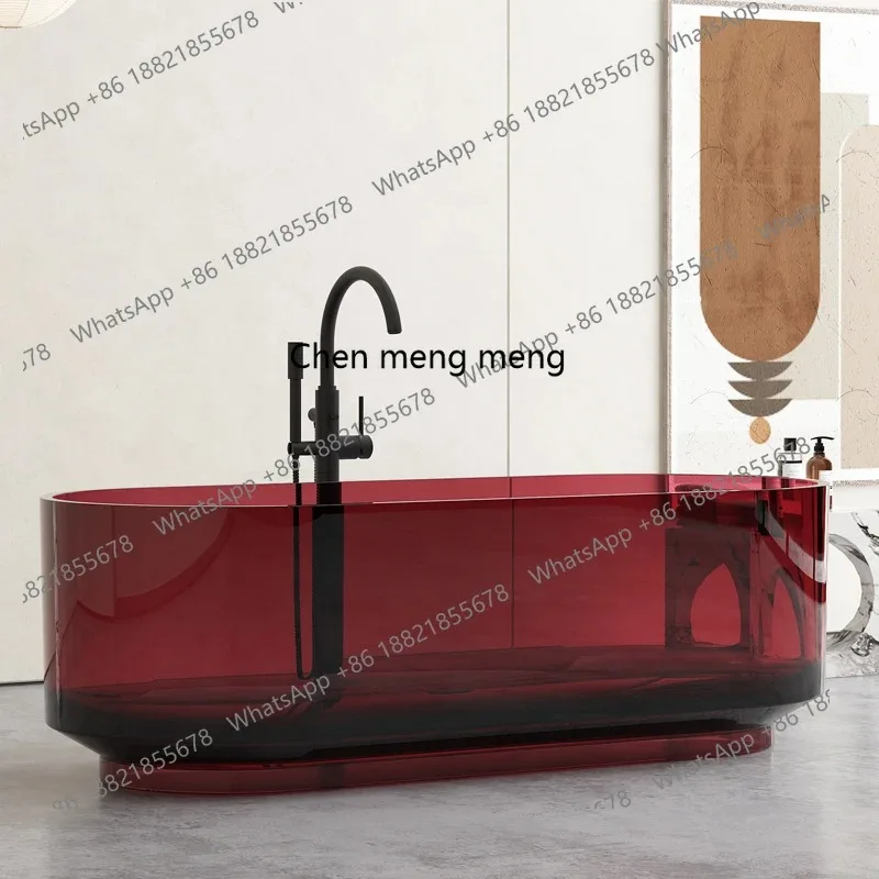 B67 Hotel B & B transparent resin color oval independent bathtub crystal double bathtub bath artificial stone French