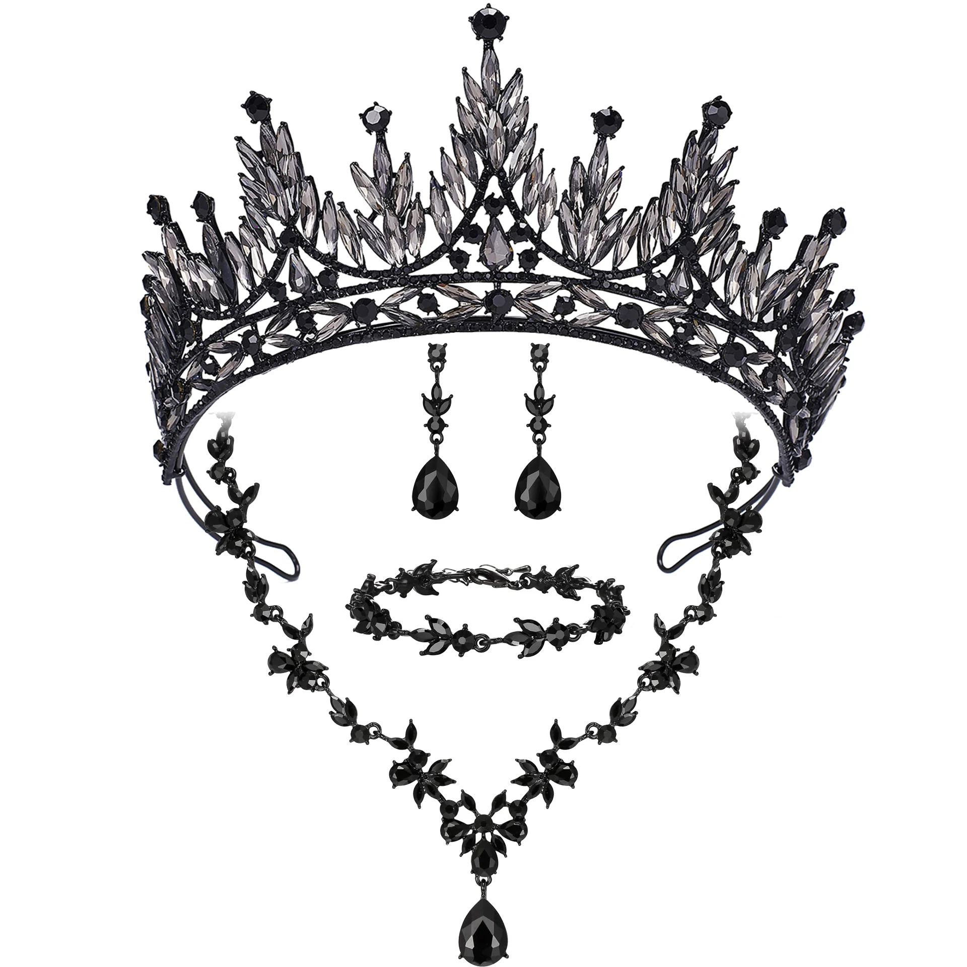 Princess Tiaras Crown Jewelry Sets for Women Wedding Bridal Necklace Earrings and Bracelet Party Birthday Gifts Accessory