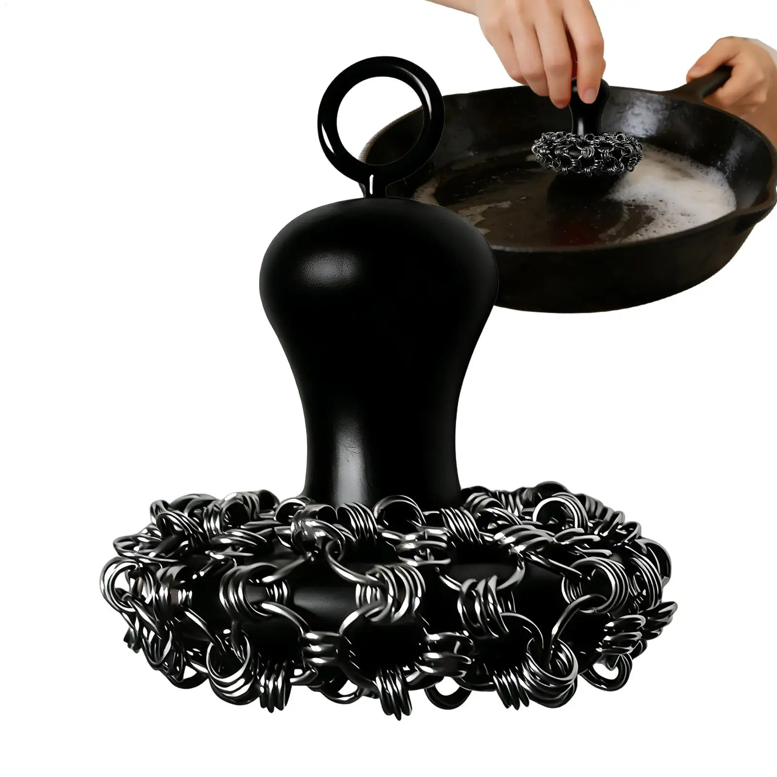 Cast Iron Pan Scrubber Metal Scrubbing Tool Cute Shape Scrub Brush To Clean Cast Iron Pan For Grill Griddle Kitchen Camping RV
