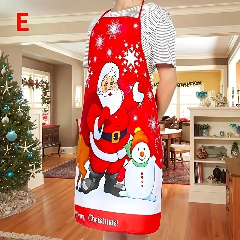 Santa Claus Aprons for Men and Women, Christmas Dinner Decoration, Home Kitchen, Baking, Oil Proof Reusable Apron Gift, 1 Piece
