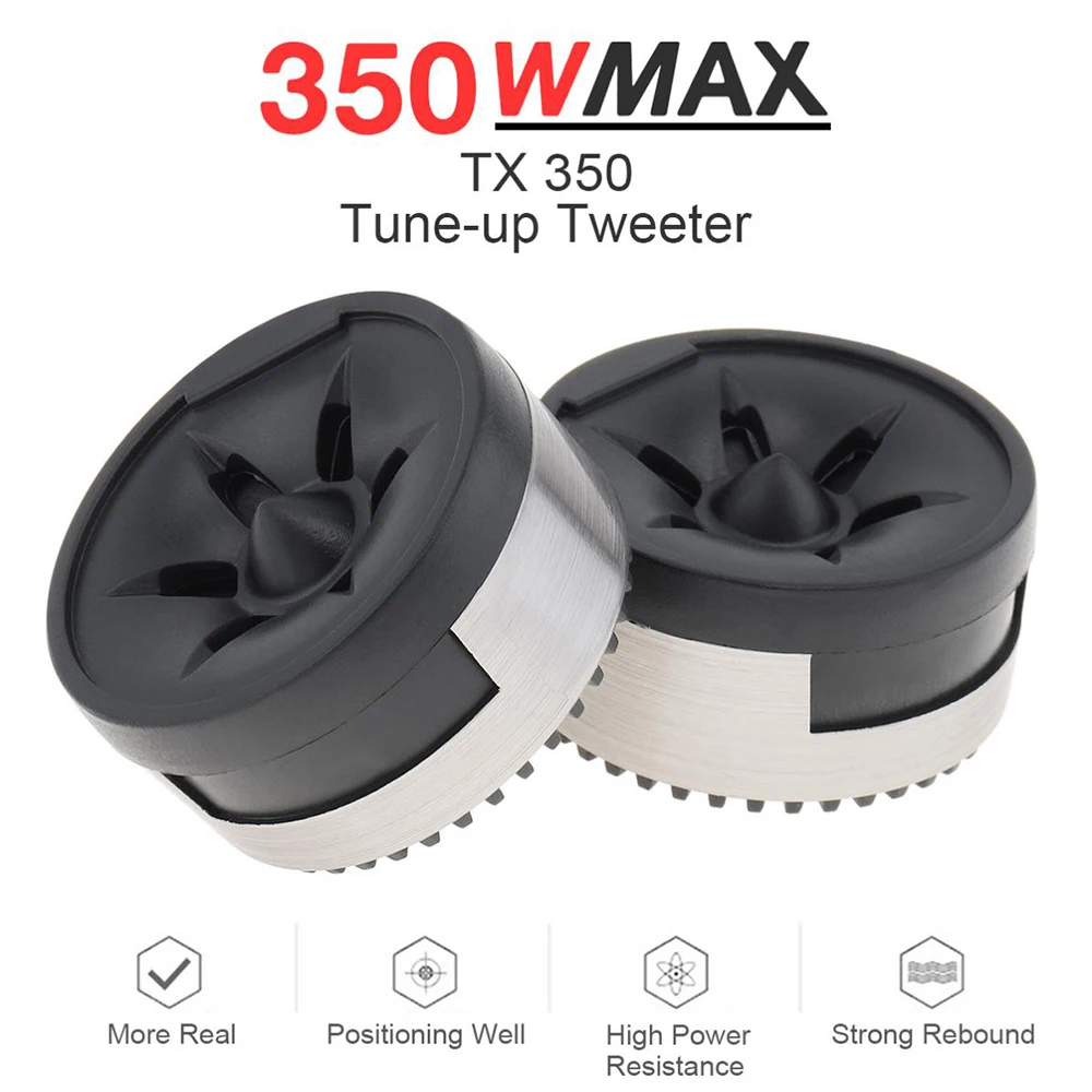 2pcs 350W 12V Universal Car Mini Dome Tweeter Speakers High Efficiency Loudspeaker Built-in Crossover for Car Audio System