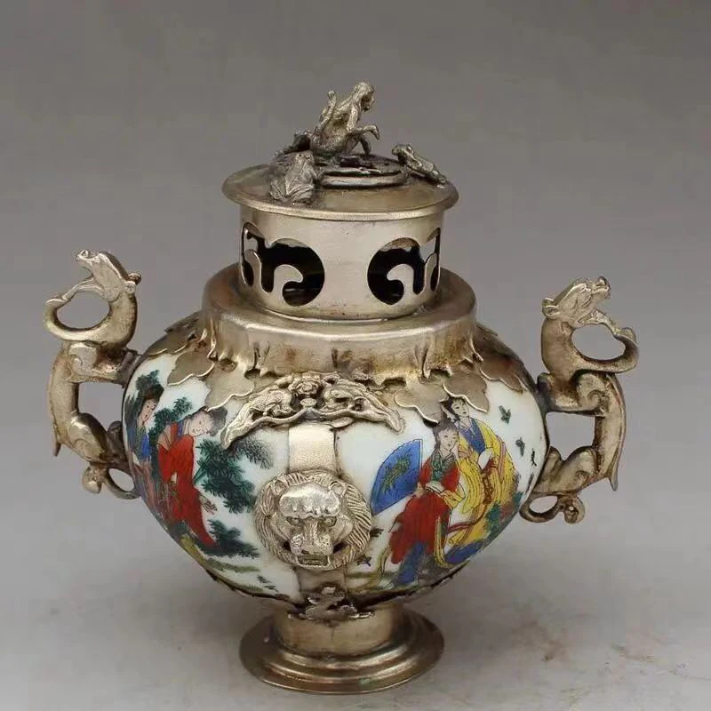 CHINESE HANDWORK PAINTING BELLE OLD PORCELAIN INCENSE BURNER