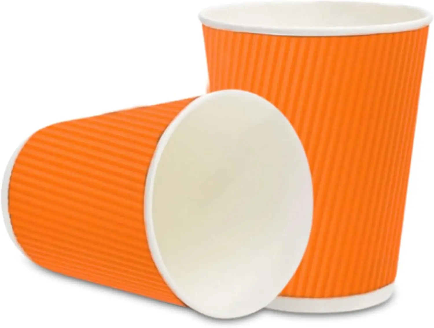 Restaurantware 12 Ounce Disposable Coffee Cups 500 Double Wall Hot Cups For Coffee- Lids Sold Separately Rolled Rim Orange Paper